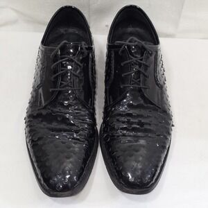 Yves Saint Laurent Patent Black Scales Size 39 Derby Leather Dress Shoes Lace Up